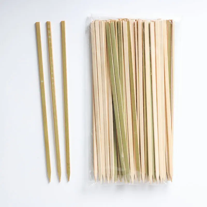 Spiedino di bambù spiedino per barbecue di forma piatta bastoncini per barbecue sani usa e getta