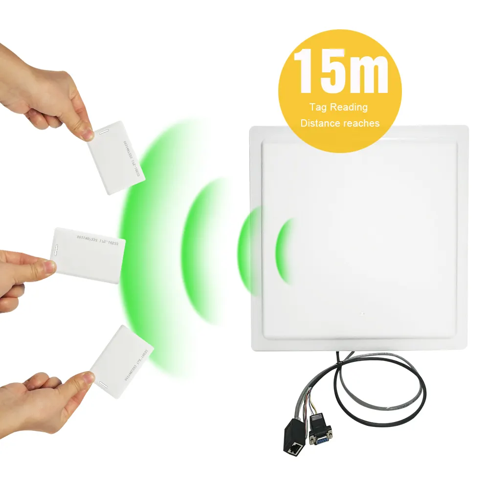 Uhf Rfid-قارئ 15m Rfid, هوائي طويل المدى 15m قراءة المسافات بموجات الراديو ، قارئ UHF بموجات الراديو ، قارئ UHF مع إضاءة LED