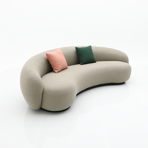 Canapé moderne à section en arc, tissu velours nuage, canapé 3 places pour réception d'hôtel, canapé d'attente dans le hall - Product Image 6