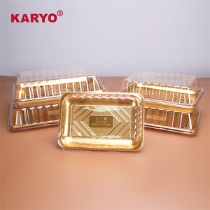 Karyo 0038b Tùy Chỉnh Take-Away Container Tráng Miệng Bánh Mì Bao Bì Nhựa Hộp Thực Phẩm Muffin Dùng Một Lần Khay Vàng Với Nắp Rõ Ràng - Product Image 4