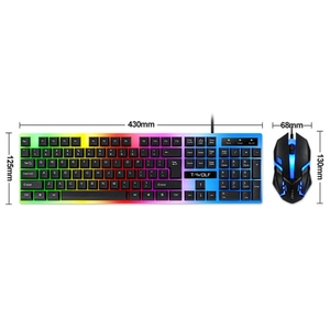 Nuevo diseño TWOLF TF230 LED Light 104 Keys Wired Computer Gaming Teclado Juegos Keyboard and Mouse Combos Kit set para PC Gamer