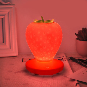2022 New Design Creative Energy-saving Fun Strawberry Shape USB <strong>Charging</strong> Silicone <strong>Lamp</strong> Touch Switch Sleeping Night Light - Product Image 3
