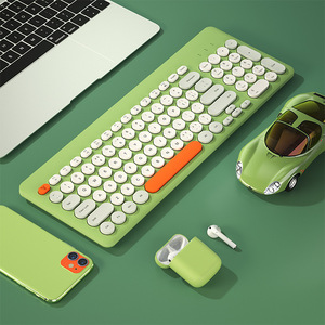 Retro Bluetooth Laptop <strong>Keyboard</strong> Wireless for Girls Officework Wireless Typewriter <strong>Keyboard</strong> Combo <strong>Computer</strong> Round Key <strong>Keyboard</strong> - Product Image 3