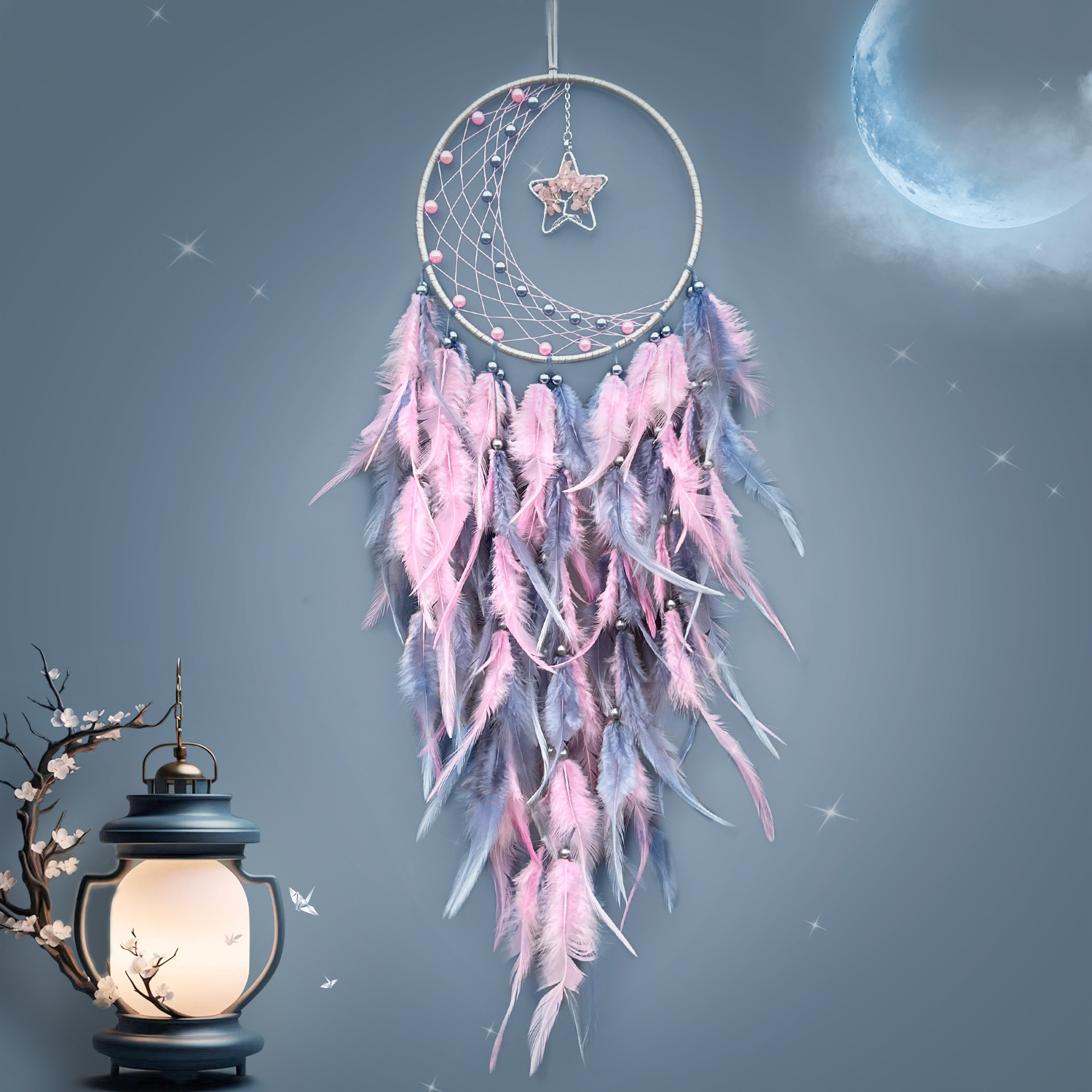 Moon feather starlight-pink