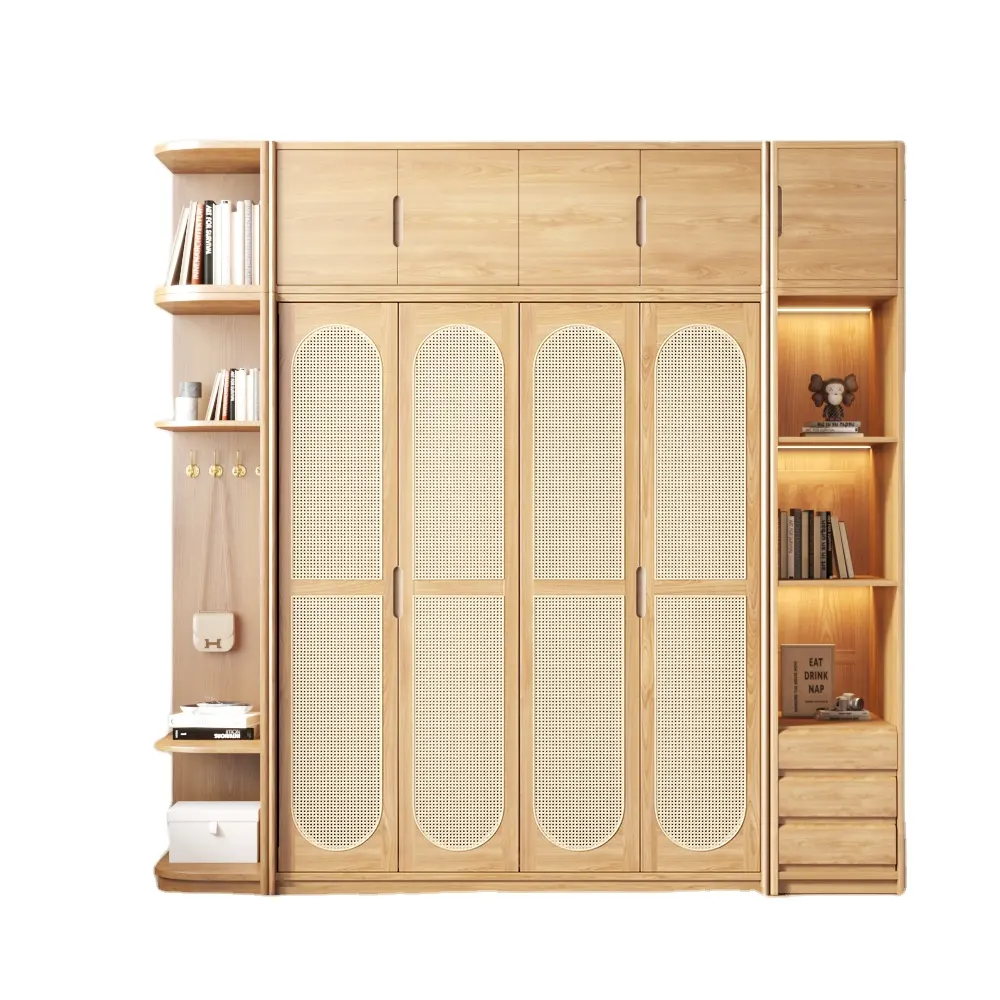 Kualitas tinggi tahan lama alami desain Modern kayu Grain 2 pintu lemari dalam gaya Modern sederhana untuk kamar tidur furnitur