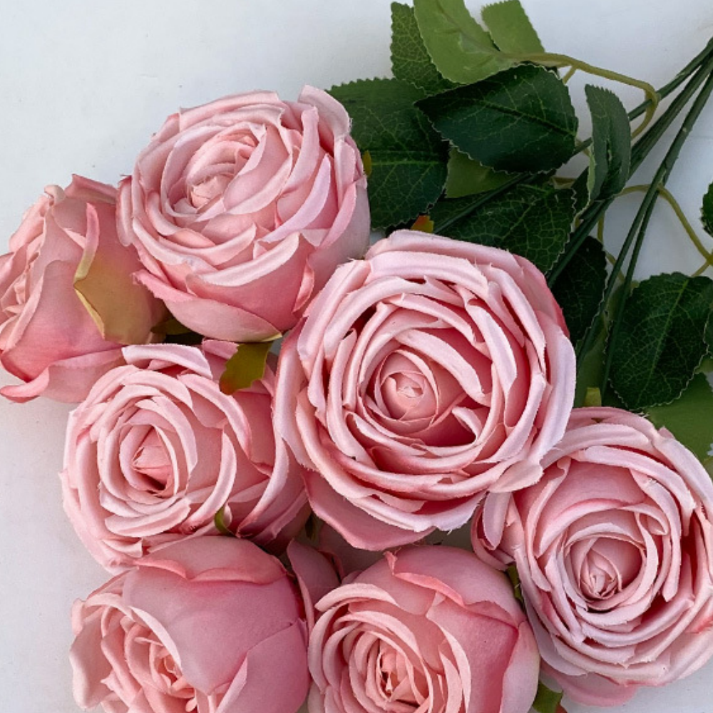 Bouquet 7 têtes rose 45cm rose