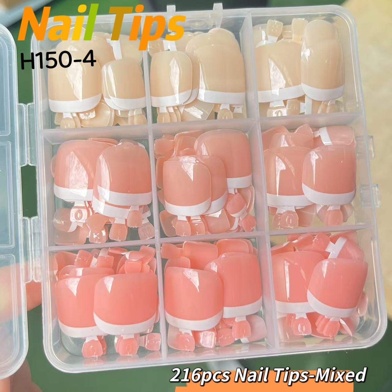 3 couleurs 216 pièces ongles d'orteil français h150-4