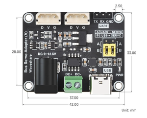 WS seri veri yolu Servo sürücü panosu, ahududu Pi/Arduino/ESP32 için Servo güç kaynağı ve Servo denetleyiciyi entegre eder