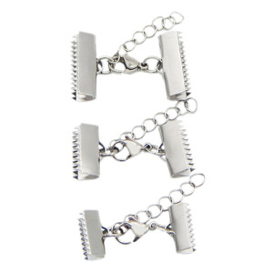 Stainless Steel DIY Findings Foldover Cord End Taps <strong>String</strong> Leather Clip Connectors DIY Ribbon Crimp Beads Cove <strong>Clasps</strong> Findings - Product Image 2