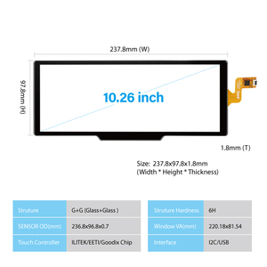 10.26 di fabbrica originale "Touchscreen proiettato capacitivo Touch Panel 10.26" Kit di sovrapposizione dello schermo PCAP con interfaccia <span class=keywords><strong>I2C</strong></span>