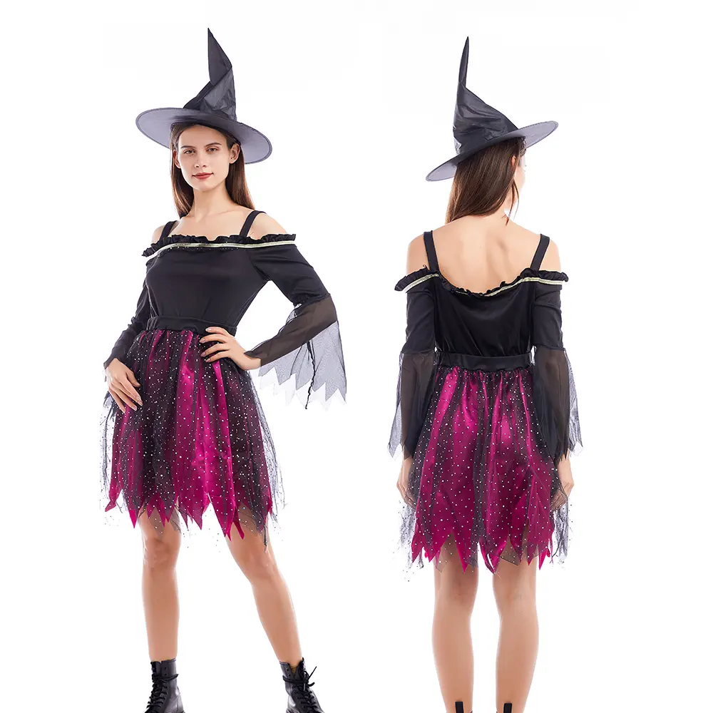 Trajes de bruxa clássicos para mulheres fantasia sexy de Halloween para mulheres fantasia de rave