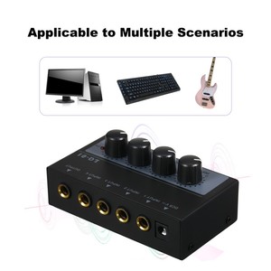 Mezclador de 4 canales de ruido ultrabajo, 4 entradas, 1 salida, CC, 5V, Mini mezclador de Audio portátil, micrófono, guitarra, bajo, mezcladores de teclado para Club