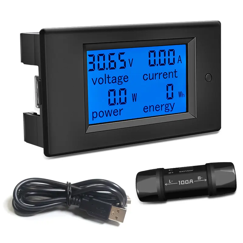 Gleichstrom 6,5-100 V 50 A 3 m USB-LCD-Anzeige Multimeter Digitalstromspannung Strom-/Energie-Meter Ammeter Voltmeter für Spannungsmesser