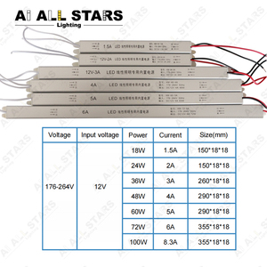迷你开关发光二极管电源12v 24v 18w超薄长条灯箱镜面灯发光二极管灯管驱动器 - Product Image 2