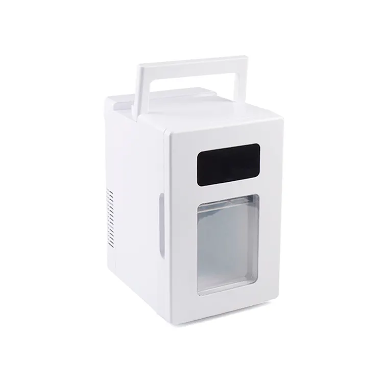 Branco mini refrigerador portátil pequeno frigorífico 8L 12V com AC/DC design transparente atacado mini frigorífico