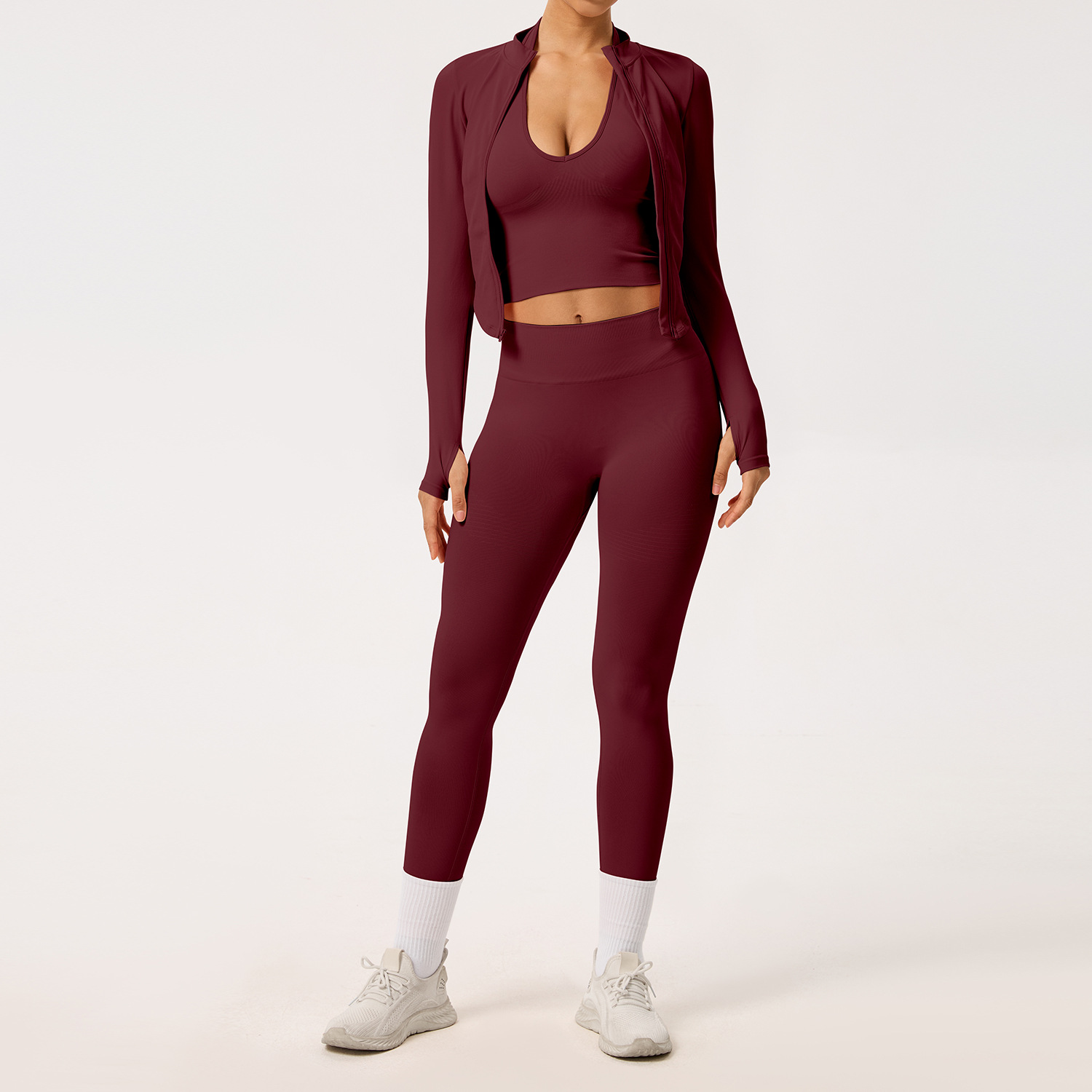 Cherry Red coat+bra+pants
