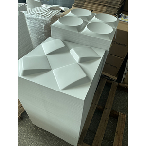 白色3D尺寸聚氯乙烯墙板50*50厘米防水防火几何图案室内家居酒店装饰