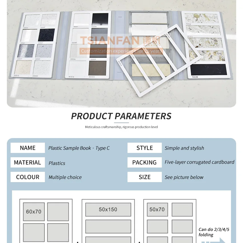 Porcelain Specimen Factory Brochure Plastic Book Quartz Display Folder Specimen Granite Stone Sample Catalogue