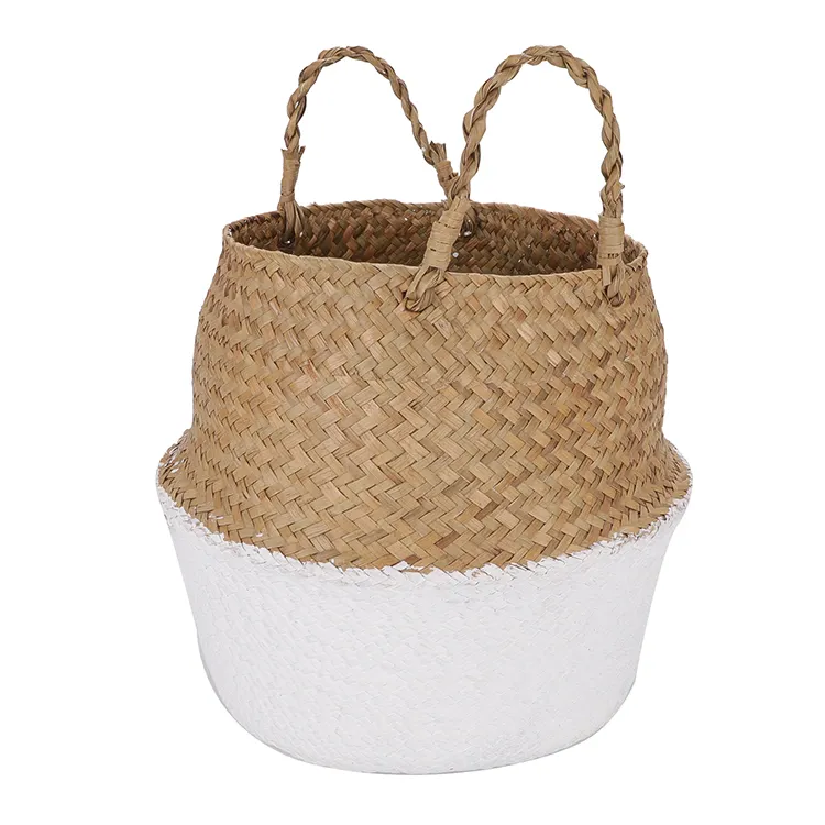 Custom size and colors sea grass straw basket hamper mini dyed weaving seagrass basket for flower storage