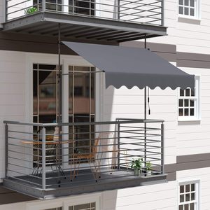 Hiçbir sondaj gerekli çelik çerçeve ve Polyester malzeme posta sipariş ambalaj için el krank kelepçe tente ile Modern balkon tente - Product Image 5