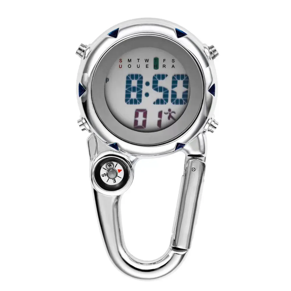 Hot sell Clip pocket watch with compass waist nurse watch for students Carabiner watch