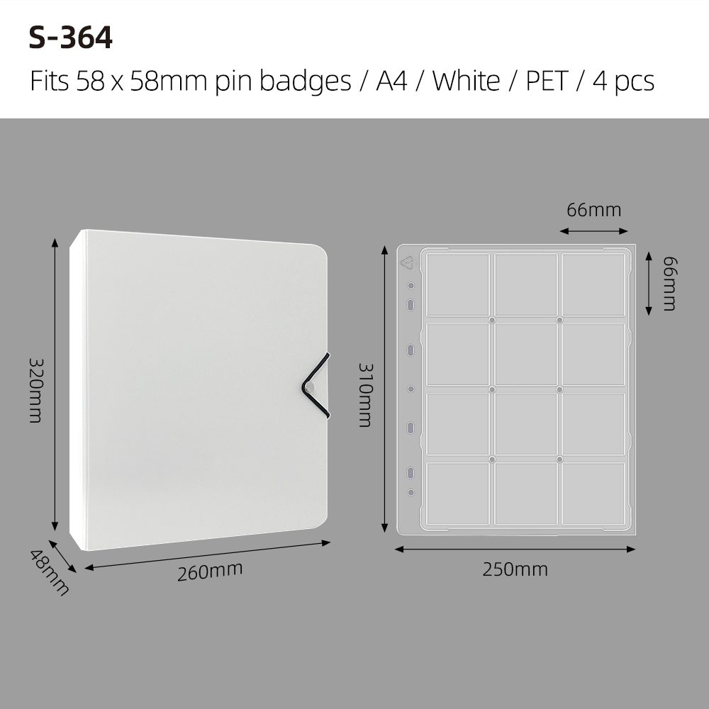 Blanc - A4 - 12 pochettes - Porte-cartes pour badge de 58 mm