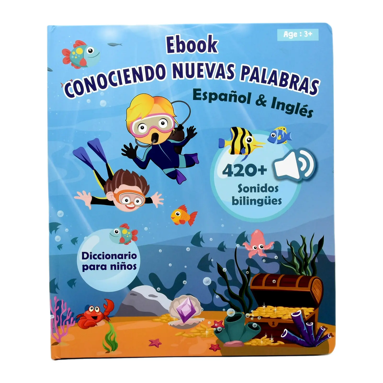 Juego didáctico bilingüe inglés español para aprendizaje temprano, juguete deletreado educativo, libro electrónico parlante para niños, libro de sonido para niños