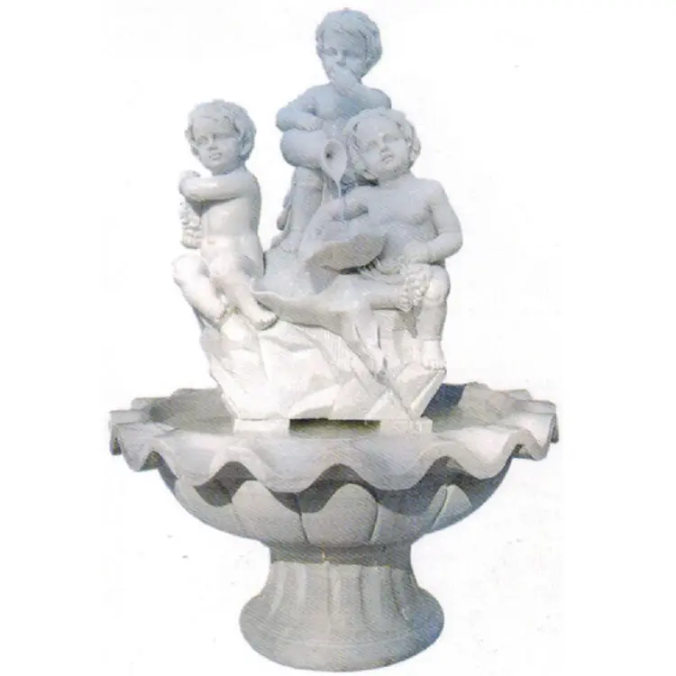 Garden Hotel decorazione per esterni pietra di marmo bianco naturale scultura grande fontana con ragazzo nudo statua di angelo grande cascata