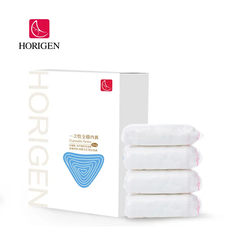 Bragas de algodón desechables para mujer, suministros de Enfermería de hospital personalizados de fábrica para el período de maternidad (4 Uds. Por bolsa)