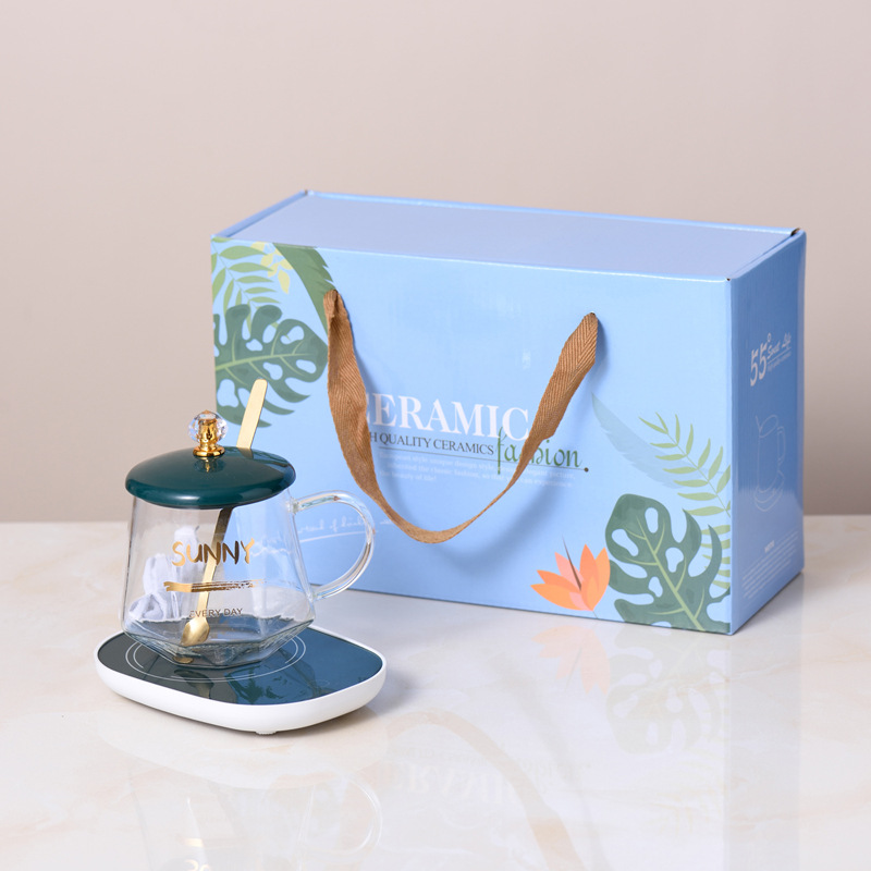 Taza de vidrio de temperatura constante Diamond-verde oscuro