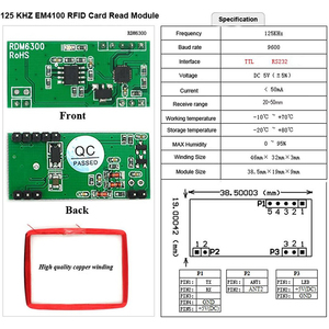 Für RDM6300 125 KHz EM4100 RFID-Karten lese modul UART Serial Output für Arduino - Product Image 6