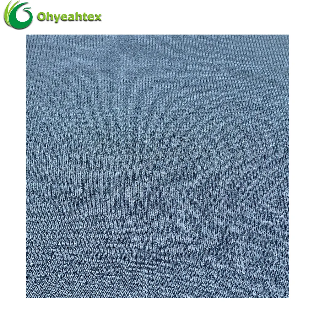 Sustainable 4方法Stretch Knitting 2 × 1 Rib Spandex Bamboo Fiber Fabric For Sweatshirt