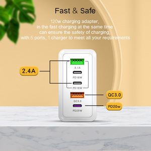 120W Port Wall Charger 3USB+2C Fast Charging <strong>Adapter</strong> for Android for iphone 13 15 16 Phones <strong>EU</strong> UK US <strong>Multi</strong> Port <strong>Output</strong> - Product Image 2