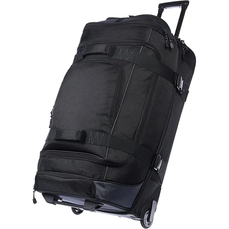32.5-Zoll-Späne schwarze Reisetasche Reisetrolley-Tasche Rolling-Reisetasche Seesack mit Rädern