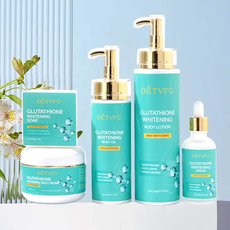 Bio Doppel-Glutathion Gesicht Doppel injektion Körper lotion Private Label Haut bleiche Bleaching Creme Full Care Set