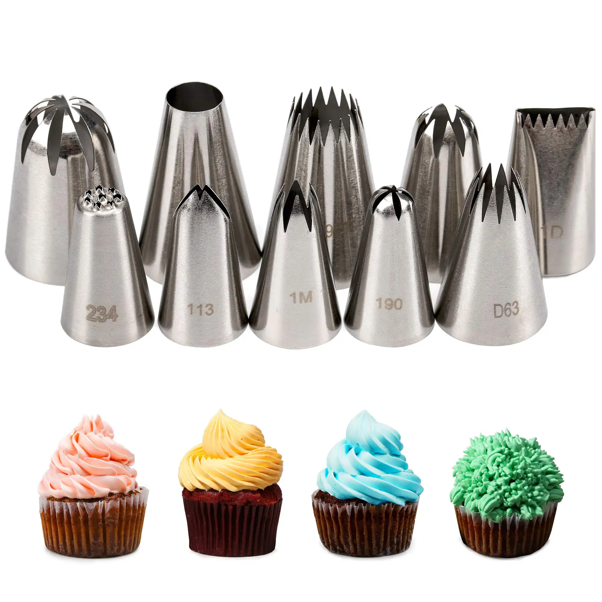 Hot Sale Pastry Nozzle Piping Tips Kit Bakers Flour Yogurt Soluble Beans Icing Piping Tips Nozzles Set Cake Decorating Supplies