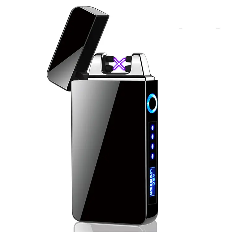 AIRO, nuevo logotipo personalizado, regalo de novio, doble arco, encendedor de cigarrillos a prueba de viento, pantalla de electricidad portátil, encendedor de carga Usb