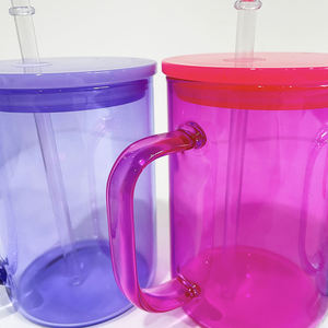 Best Value <strong>Gift</strong> 17oz Colored clear Glass <strong>Mugs</strong> with <strong>pp</strong> Lids Suitable for Vinyl Camper <strong>Mug</strong> for Dye Sublimation Heat Press
