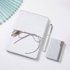 Promotional Silver Stationery Giveaways, Card Holder Undated Notebook Leather Journal Pens Customised Office Gifts Set/ - Product Image 3
