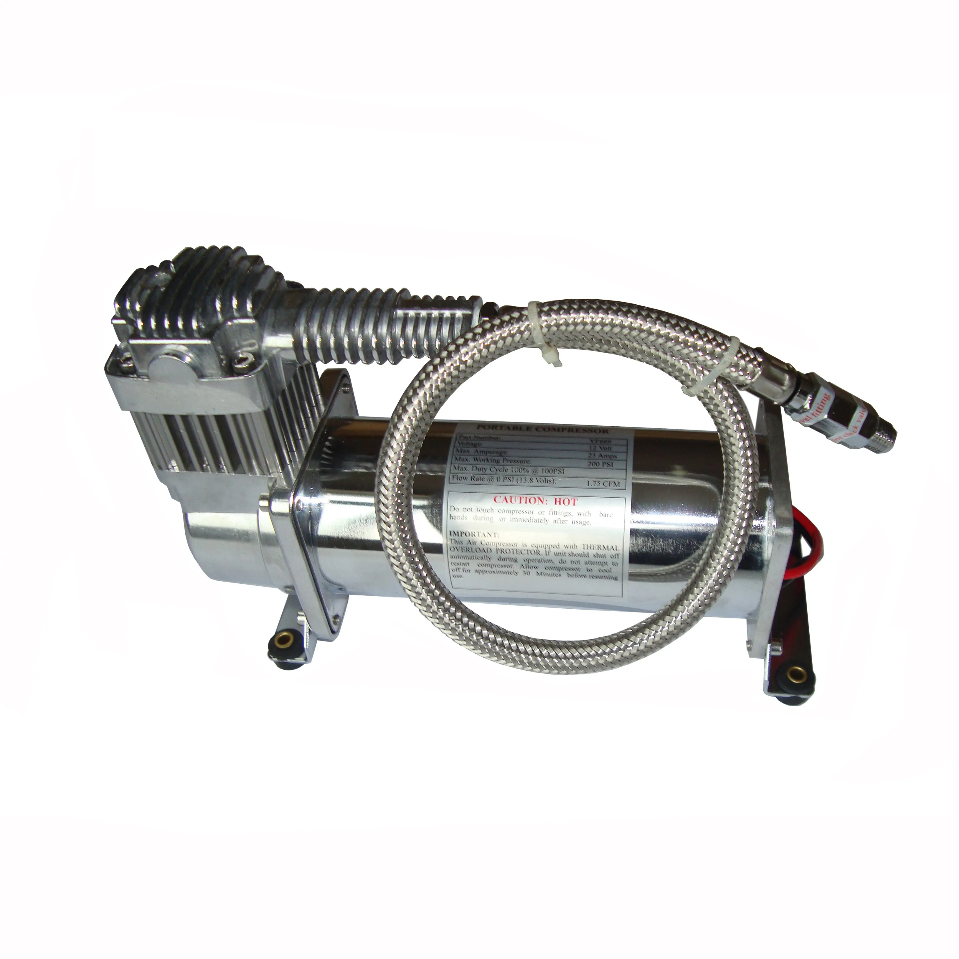 Compressor de ar de suspensão cromado 200psi, 12v suspensão do ar
