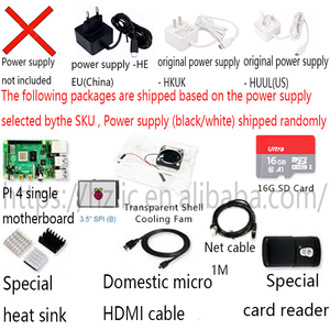 Raspberry Pi 4 Modell B 1GB 2GB 4GB 8GB RAM-Kit (Gehäuse lüfter 16GB SD-Karte Power Micro-Kabel oder Display) Raspberry Pi4-MODUL B Kit1,2