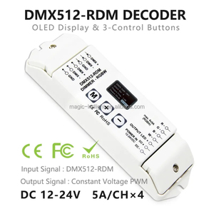 BC-844 DC12-24V 4 Kanäle 5A OLED DMX Decoder DMX512-RDM zu Konstant spannung Master Controller für RGBW Light LED Cob Strip - Product Image 2