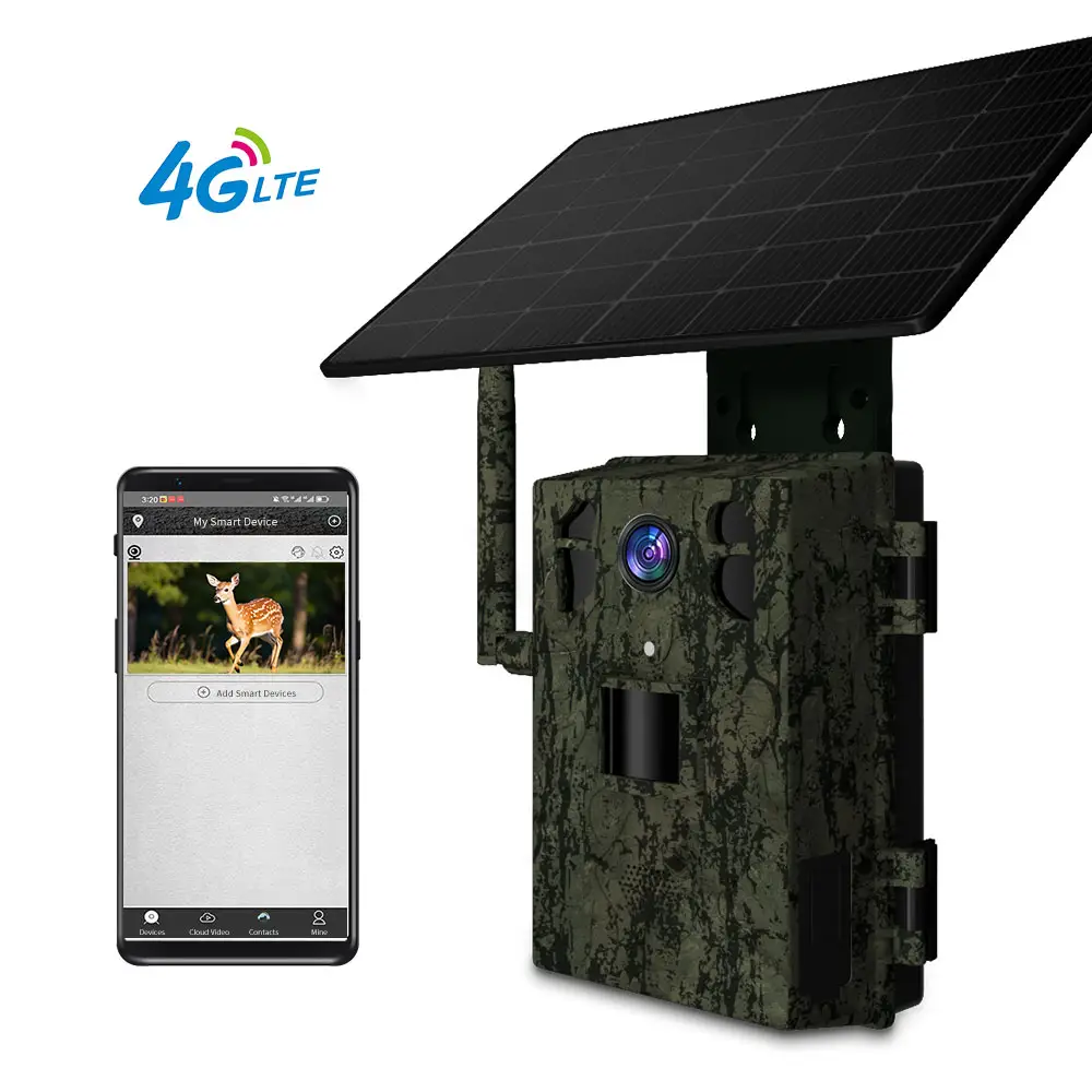 JerderFo H6 H2 Ucon Cell Celular 4G LTE Deer Live stream Trail Camera Câmera Caça Câmera 4G Câmera animais selvagens 940 No Glow Painel Solar