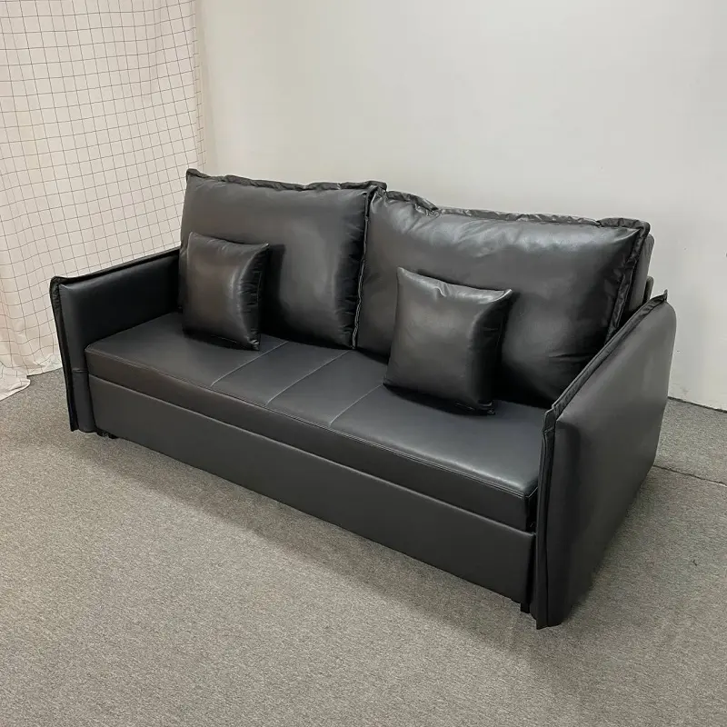 Sala de estar Cama Queen de cuero negro Sofá cama Sofá sofá de 3 plazas cama Kam con buen precio