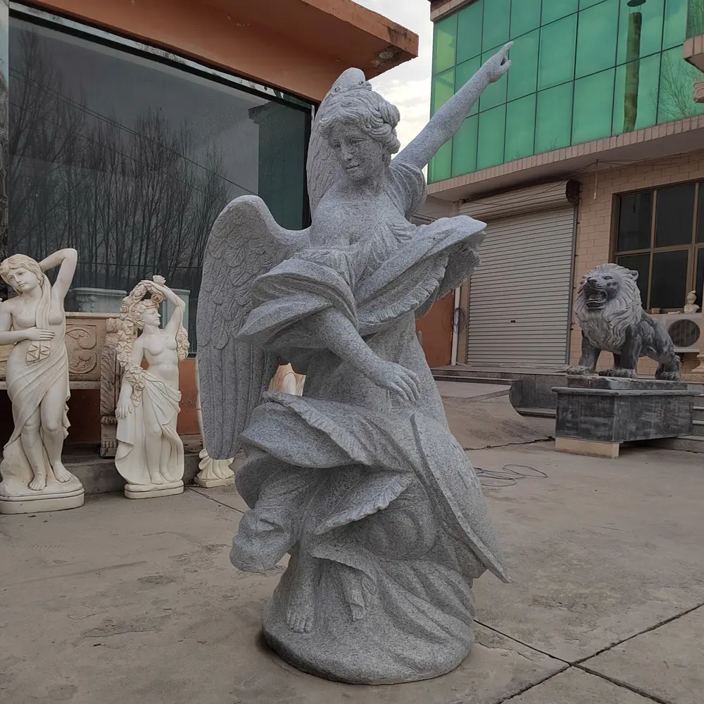 На открытом воздухе большая гранитная статуя Ангела каменная леди Мемориальный памятник скульптура для кладбища