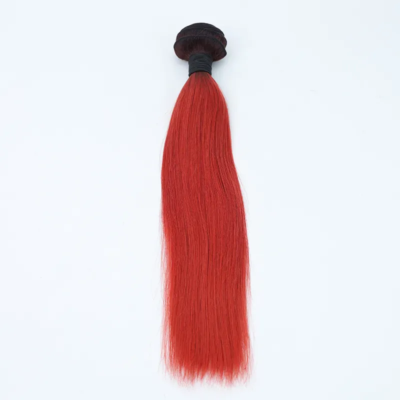 EMEDA 1B ombre Red thick weft sew in human hair length tier machine weft