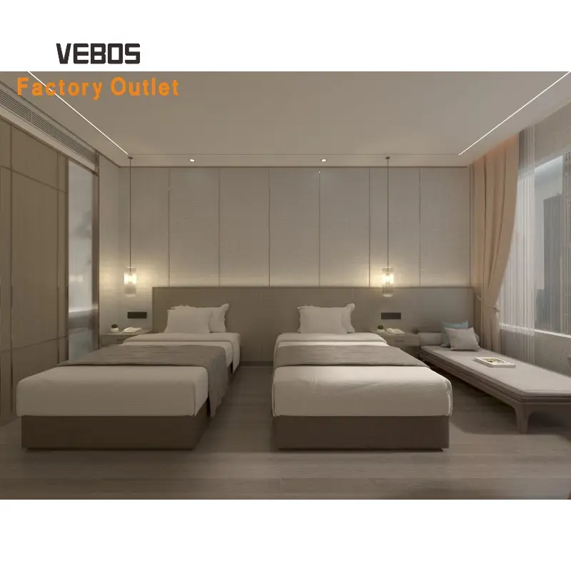 Factory outlet set perabotan kamar hotel, set furnitur kayu kustom desain modern dan mebel hotel tempat tidur