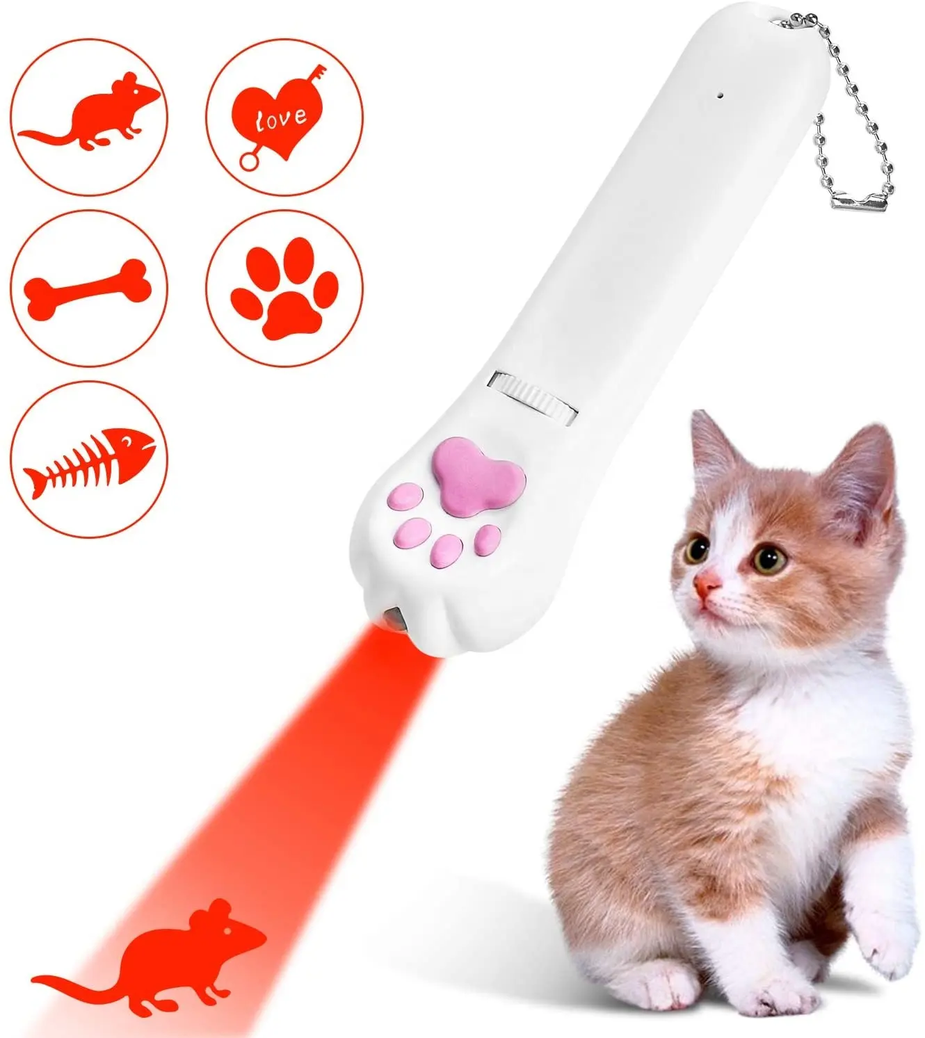 Chargeur USB et 5 motifs pour chats, jouet Laser lumineux Led, pointeur interactif