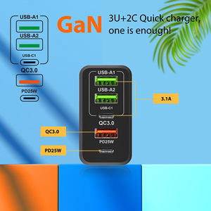 ขายส่งUs/eu/uk 65W Fast Charger Pd20w + qc3.0 Usb Quick Wall Charger 5 พอร์ตประเภทC Usb Fast ChargerสําหรับIphone/xiaomi/Sumsang - Product Image 2