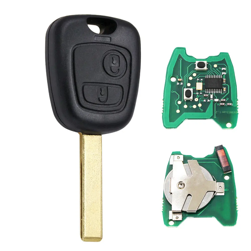 Llave de coche remota sin llave, 2 botones, 433MHZ, para Peugeot 307, Citroen C1, C3, hoja HU83 con Chip PCF7961